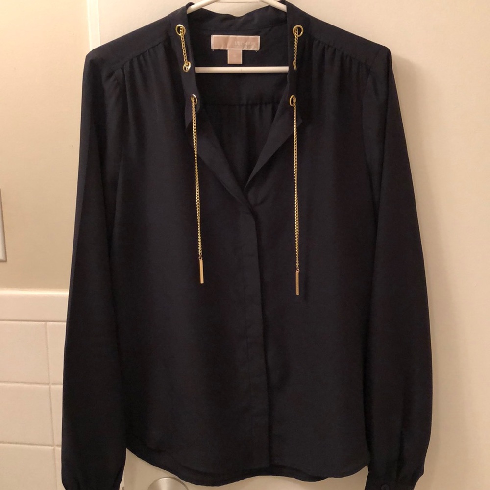 Navy Michael Kors Key Chain Blouse